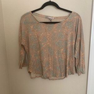 Pastel on nude floral blouse